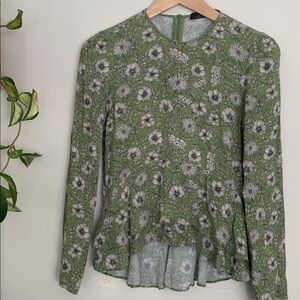 Zara Green Floral Blouse